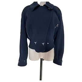 Thierry Mugler Navy blue short wool jacket Dark blue