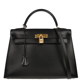 Hermès Hermes Kelly Black Box Calf with Gold Hardware 32 Preto