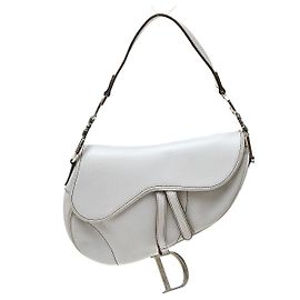 Christian Dior Vintage Saddle Leather Medium Branco