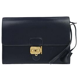 Hermès Hermes Jet Clutch Box Calf Bleu Marine