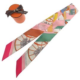 Twilly Springs in seta Hermès Rosa Multicolore