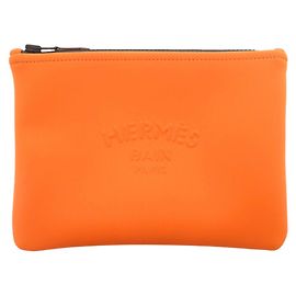 Hermès Hermes Neoban PM Polyamide Handbag Pouch Black Orange