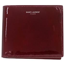 Yves Saint Laurent Bordeaux Red Bi-Fold Wallet Red Dark red