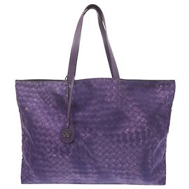 Saco Tote Bottega Veneta em nylon e couro Roxo