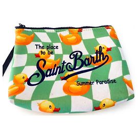 Autre Marque Saint Barth Clutch mit Entchen-Print Weiß Grün Orange