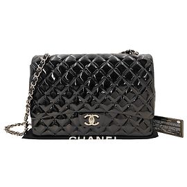 Chanel Timeless - Classic Double Flap Quilted Patent Maxi 33 x 23 x 10 Nero
