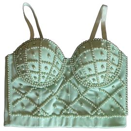 Autre Marque Top Corset Verde Menta con Perle Verde chiaro