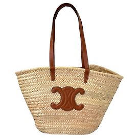 Céline CELINE Grand Panier Triomphe en Raphia x Cuir Autre