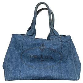 Prada Denim Canapa Tote Bag Dunkelblau