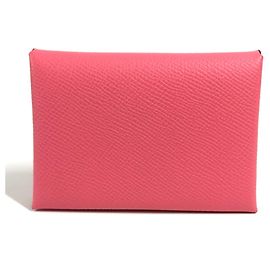 Hermès Monedero Hermes de piel Epsom Rosa