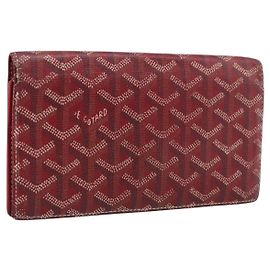 GOYARD Long Wallet Coated Canvas Red Silver Auth 180965 Silvery Red