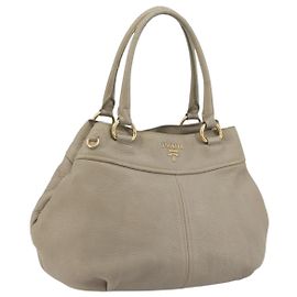 Bolsa PRADA em couro bege tom dourado Auth 195487 Bege Outro