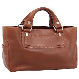 Céline Sac à main CELINE Boogie Bag en cuir marron argent Auth BA14938A Marron Argenté