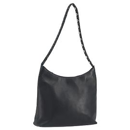 Borsa a tracolla Salvatore Ferragamo in pelle nera e argento Auth bs36748 Nero Argento