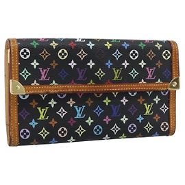 LOUIS VUITTON Monogram Multicolor Porte Tresor International M92658 Auth 194312A Negro