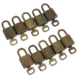 LOUIS VUITTON Set di 10 Lucchetti Lucchetto metallo Gold LV Auth 192561 D'oro