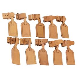 LOUIS VUITTON Porta etichette Powanie 10 Set Powanie Leather Beige LV Auth 192570 Beige