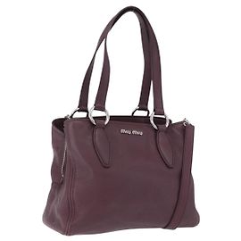 Borsa a mano Miu Miu in pelle 2way Bordeaux Silver Auth 195983A Argento Bordò