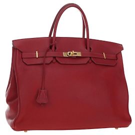 Hermès Sac à main HERMES Birkin 40 Taurillon Clemence Red Gold Auth 195314SM Rouge Doré