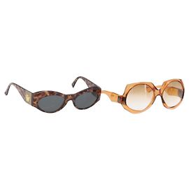 VERSACE Saint Laurent Sunglasses Plastic 2 Set Brown Auth bs36784 Brown
