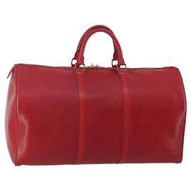 LOUIS VUITTON Epi Keepall 50 Boston Bag Red M42967 LV Auth ep15474 Rosso