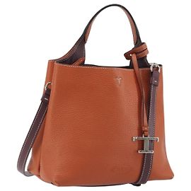 TOD'S Handtasche Leder 2way Orange Silber Auth 192540V Silber Orange
