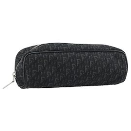 Christian Dior Trotter Canvas Pouch Schwarz Silber Auth bs36782A Schwarz Silber