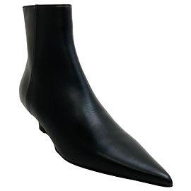 Totême Toteme Black Leather Mini Wedge Booties Black