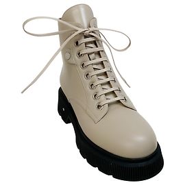 Botas de combate Kurt em couro Grege Laurence Dacade Bege
