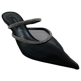 Casadei Black Mesh Mimi Mules with Crystals Black