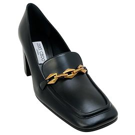 Escarpins mocassins Tilda en cuir noir avec diamant Jimmy Choo Noir