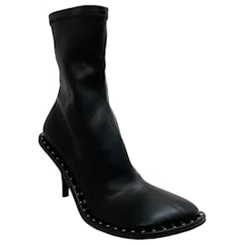 Stella Mc Cartney Stella McCartney Black Leather Ryder Stretch Boots with Studs Black