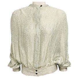 Forte Forte forte_forte Light Green Abstract Pattern Viscose and Silk Shirt / Blouse Green