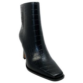 Designers Remix Lana Wilkinson Black Croc Embossed Leather Sam Boots Black