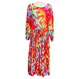 Autre Marque Molly Goddard Red Multi Printed Mesh Maxi Dress Multiple colors
