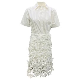 Jonathan Simkhai Robe midi Simkhai White Colette Floral Guipure Applique Blanc