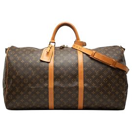 Borsa da viaggio Louis Vuitton Monogram Keepall Bandouliere 60 Marrone Marrone