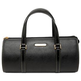 Black Burberry Leather Handbag Black