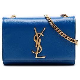 Bolso bandolera Saint Laurent Kate Small Grain De Poudre Monogram Azul Azul