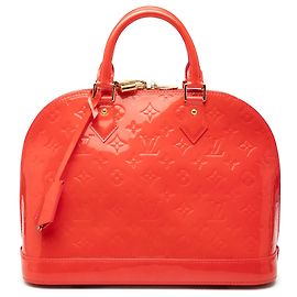 Bolsa Satchel Alma PM Louis Vuitton Monogram Vernis Laranja Laranja