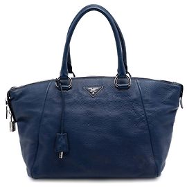 Sac à main Prada Vitello Daino à double anse Bleu Bleu