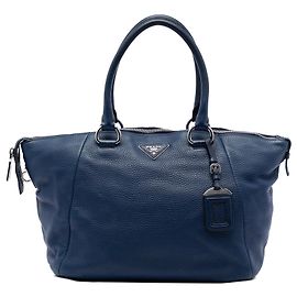 Sac à main Prada Vitello Daino à double anse Bleu Bleu