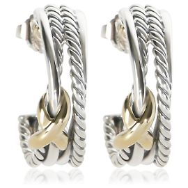 Orecchini a cerchio Crossover X David Yurman in oro giallo e argento sterling Altro