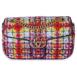 Sac à épaule Small Marmont en tweed multicolore violet Gucci Multicolore Violet