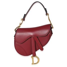 Mini Bolsa Saddle Christian Dior em pele de vitelo lisa vermelha Vermelho