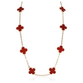 Van Cleef & Arpels Yellow Gold Carnelian Vintage Alhambra Necklace Other