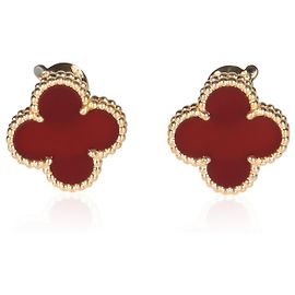 Orecchini Van Cleef & Arpels Yellow Gold Carnelian Vintage Alhambra Altro