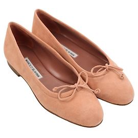 Manolo Blahnik Pink Suede Ballet Flats Pink