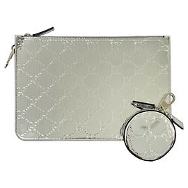 Clutch Gucci GG Shima Mirror Effect Argento