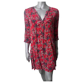 ba&sh rotes Kleid mit Blumenprint Rot Mehrfarben